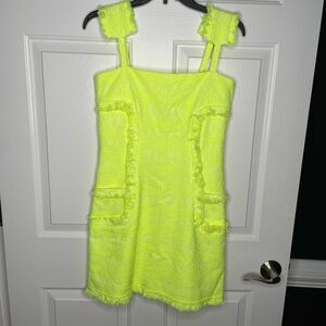 Alexis Bright Yellow Mini Sheath Dress Square Neck - Size M